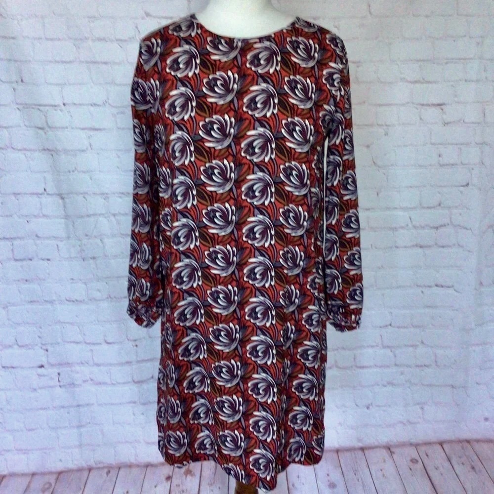 LOFT Red Floral Long Sleeve Midi Dress - Size XSP